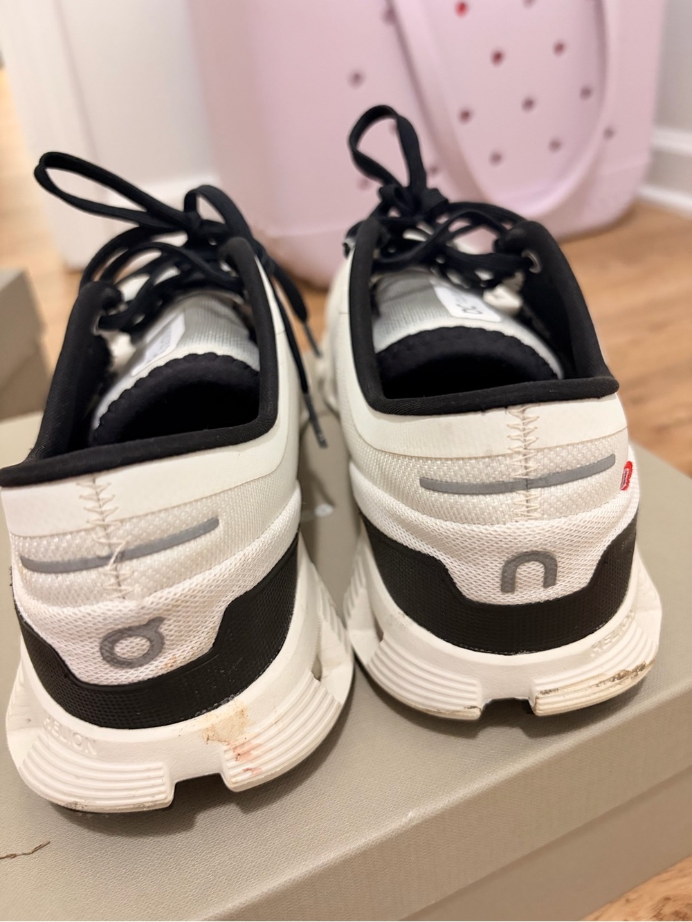 White and Black Cloudnova Sneakers - Picture 3 of 6